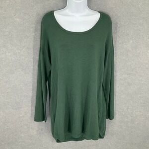 Soft Surroundings Tunic Top Women's Medium‎ Green Long Sleeve Zipper Back Casual